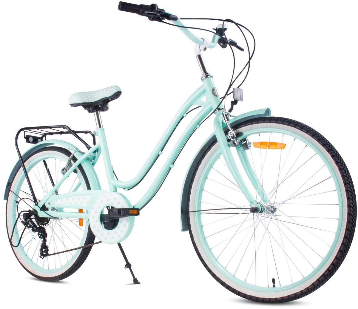Heart Bike Kinderfiets 24 inch meisjes van 8 tot 12 jaar, Mint, Fiets voor een meisje met 7 versnellingen, bagagedrager, metalen spatborden, V-brake, kettingkast Kinderfiets kopen online