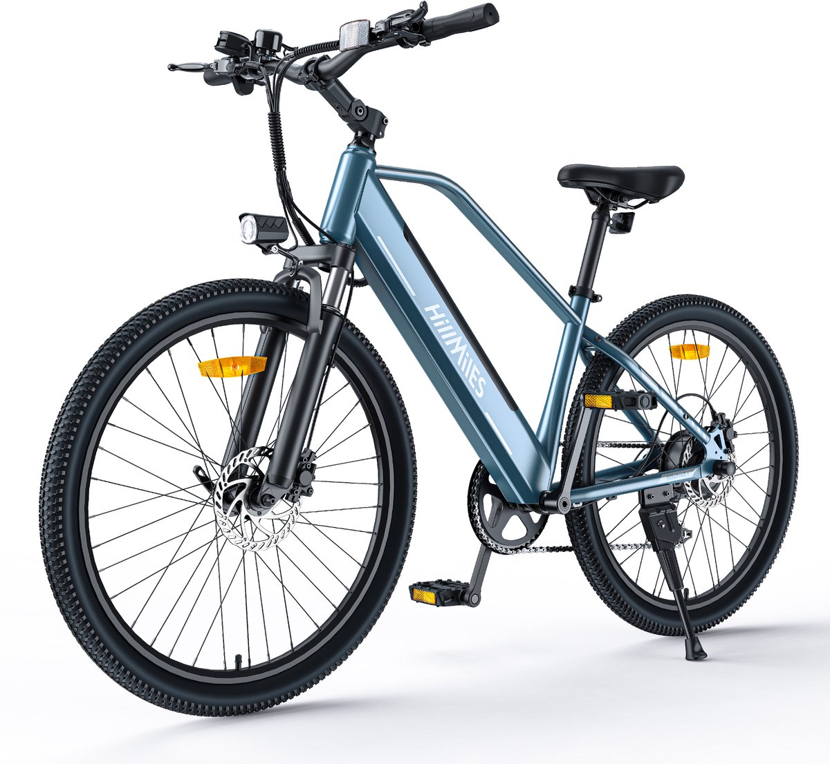hillmiles miletrail 1 elektrische fiets actieradius 80km verwijderbare batterij 36v13ah motor 250w shimano 7 versnellingen hydraulische schijfrem 26 inch city commuter ebike blauw