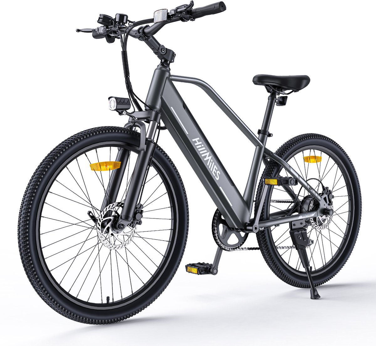 Hillmiles MileTrail 1 Elektrische fiets - Actieradius 80km - Verwijderbare batterij 36V13Ah - Motor 250W - Shimano 7 versnellingen - Hydraulische schijfrem - 26 Inch City Commuter EBike - Grijs Fiets (elektrisch) kopen online