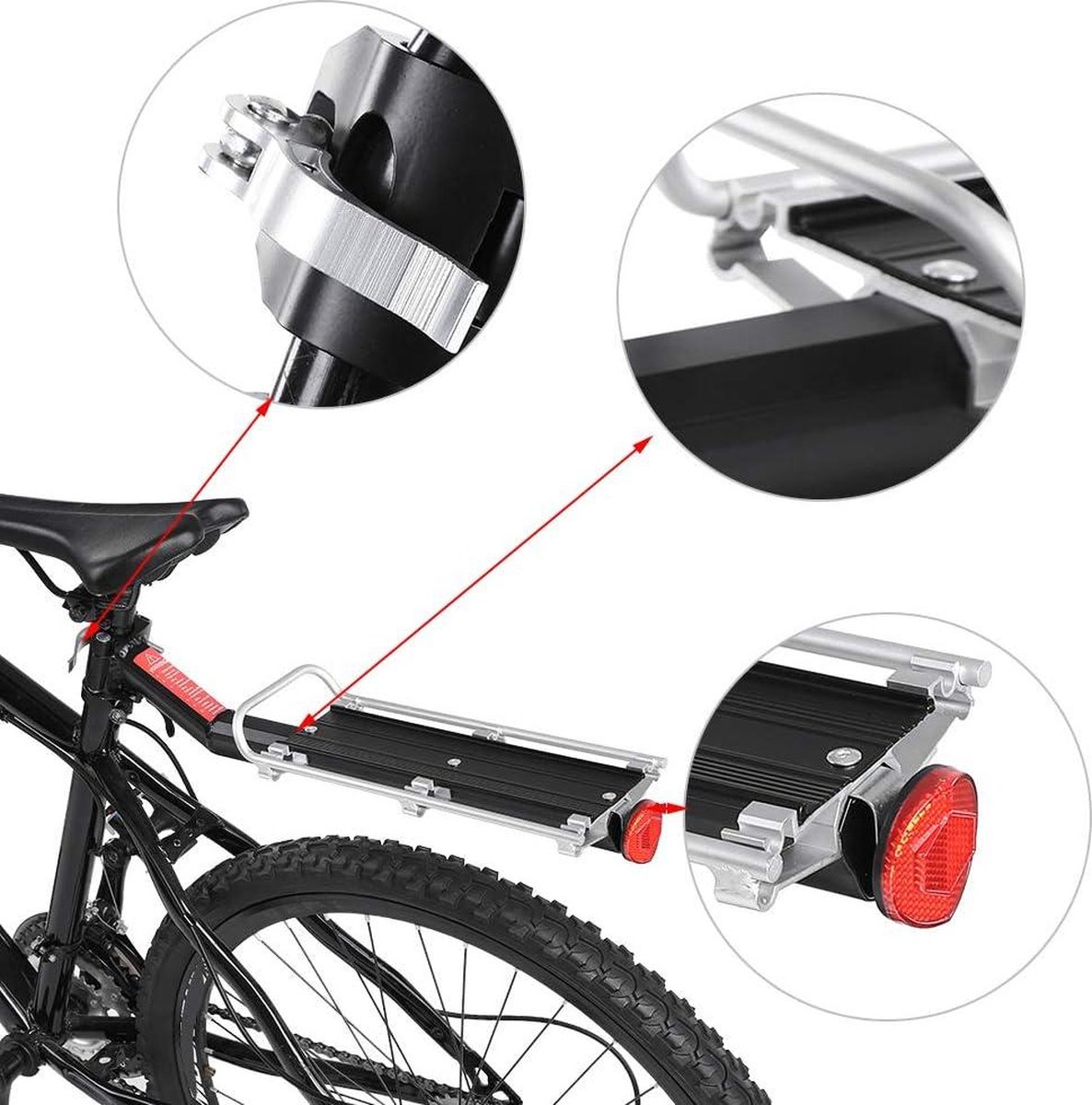 intrekbare aluminium fiets mount cyclus fiets achter zadelpen rack fiets cargo rack met achter bike carrier rack