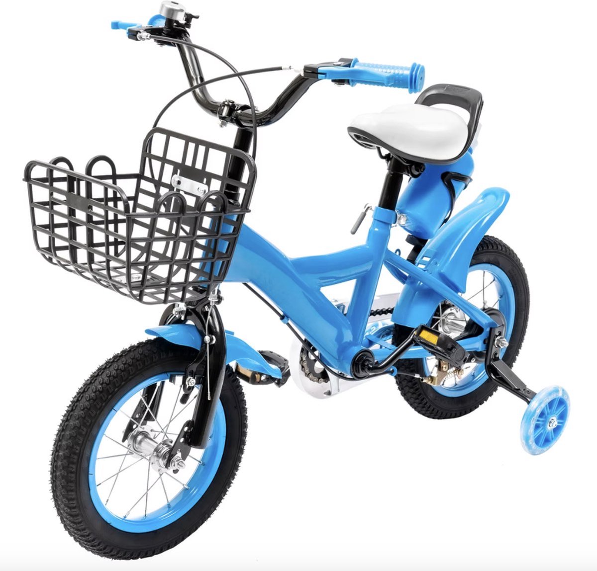 Kinderfiets 12 inch - Jongensfiets 12 inch- Fiets 12 inch - Unisex - Met zijwieltjes - Mandje - Blauw Kinderfiets kopen online