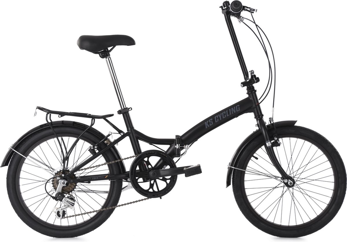 ks cycling fiets vouwfiets 6 versnellingen vouwfiets foldtech 20 inch zwart 32 cm