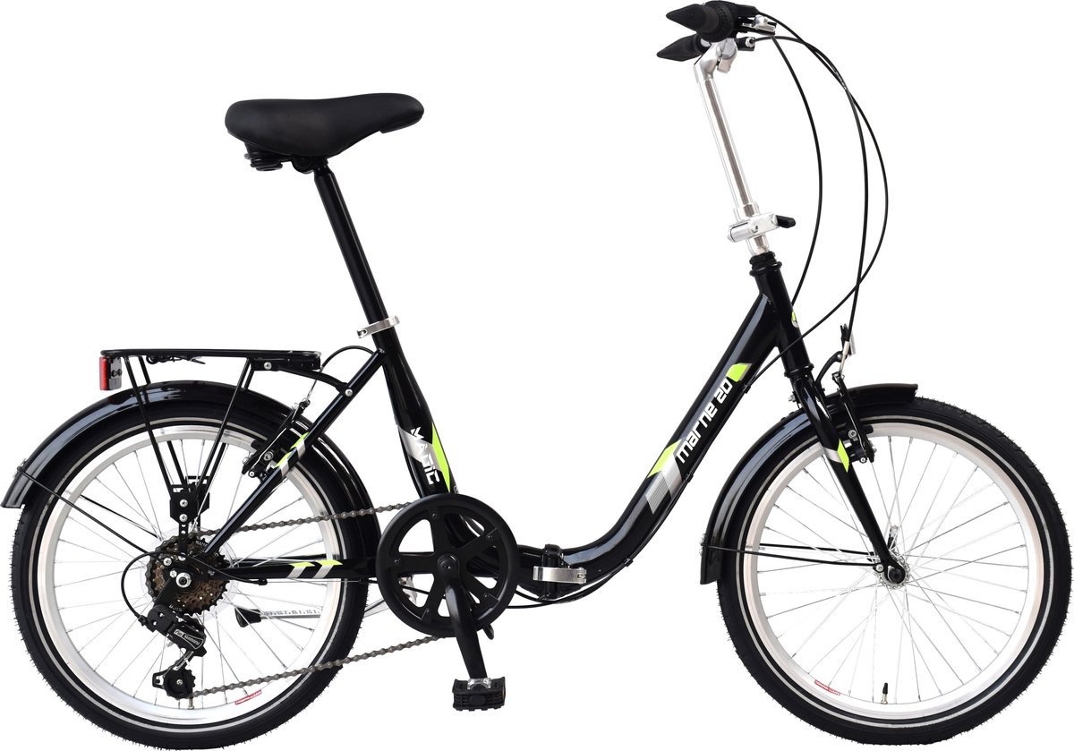 magic marne vouwfiets 20 inch plooifiets met 6 versnellingen v brakes zwart