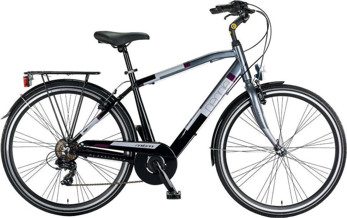 mbm people stadsfiets mannen zwart grijs 50 cm