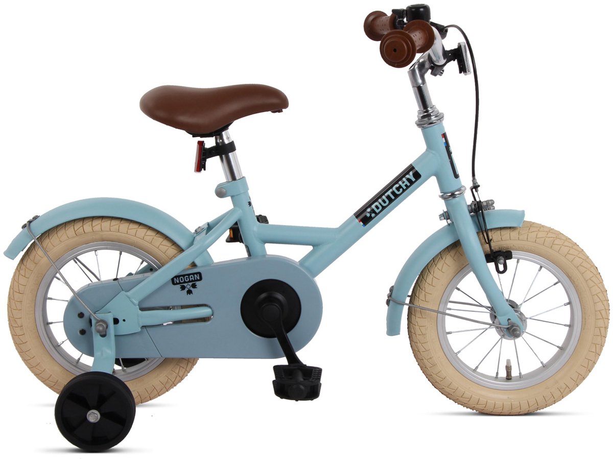 Nogan Dutchy Kinderfiets 12 Inch - Met Zijwieltjes - Verstelbaar Stuur & Zadel - Terugtraprem & V-Brake - Blauw Kinderfiets kopen online