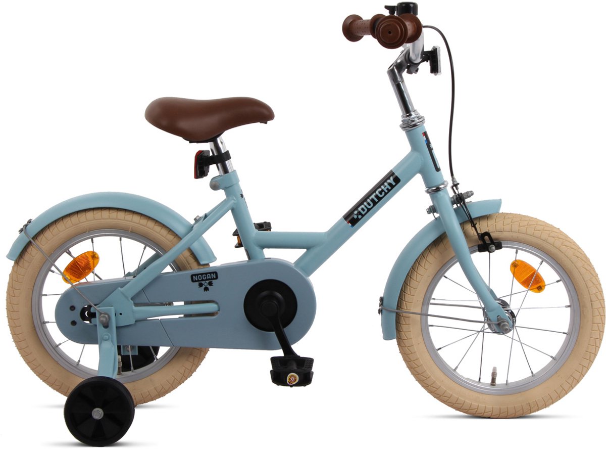 Nogan Dutchy Kinderfiets 14 Inch - Met Zijwieltjes - Verstelbaar Stuur & Zadel - Terugtraprem & V-Brake - Blauw Kinderfiets kopen online