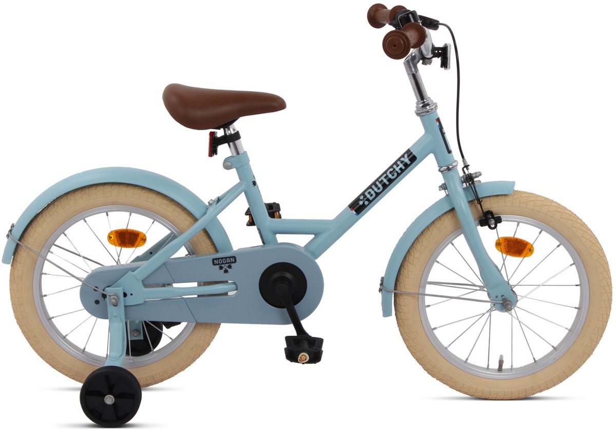 Nogan Dutchy Kinderfiets 16 Inch - Met Zijwieltjes - Verstelbaar Stuur & Zadel - Terugtraprem & V-Brake - Blauw Kinderfiets kopen online