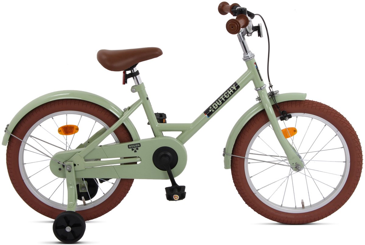 Nogan Dutchy Kinderfiets 18 Inch - Met Zijwieltjes - Verstelbaar Stuur & Zadel - Terugtraprem & V-Brake - Groen Kinderfiets kopen online