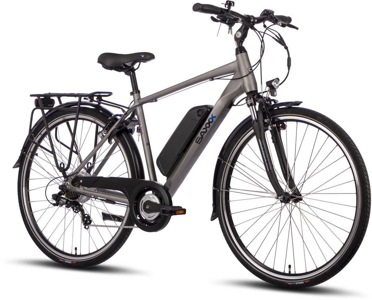 SAXXX E-Bike Trekkingfiets Touring Sport E-Trekkingbike-Elektrische fiets met Shimano 7-versnellingsnaaf-Achterwielmotor-374 Wh verwijderbare accu-E-Bike met diamantframe-Fietsendrager Fiets (elektrisch) kopen online