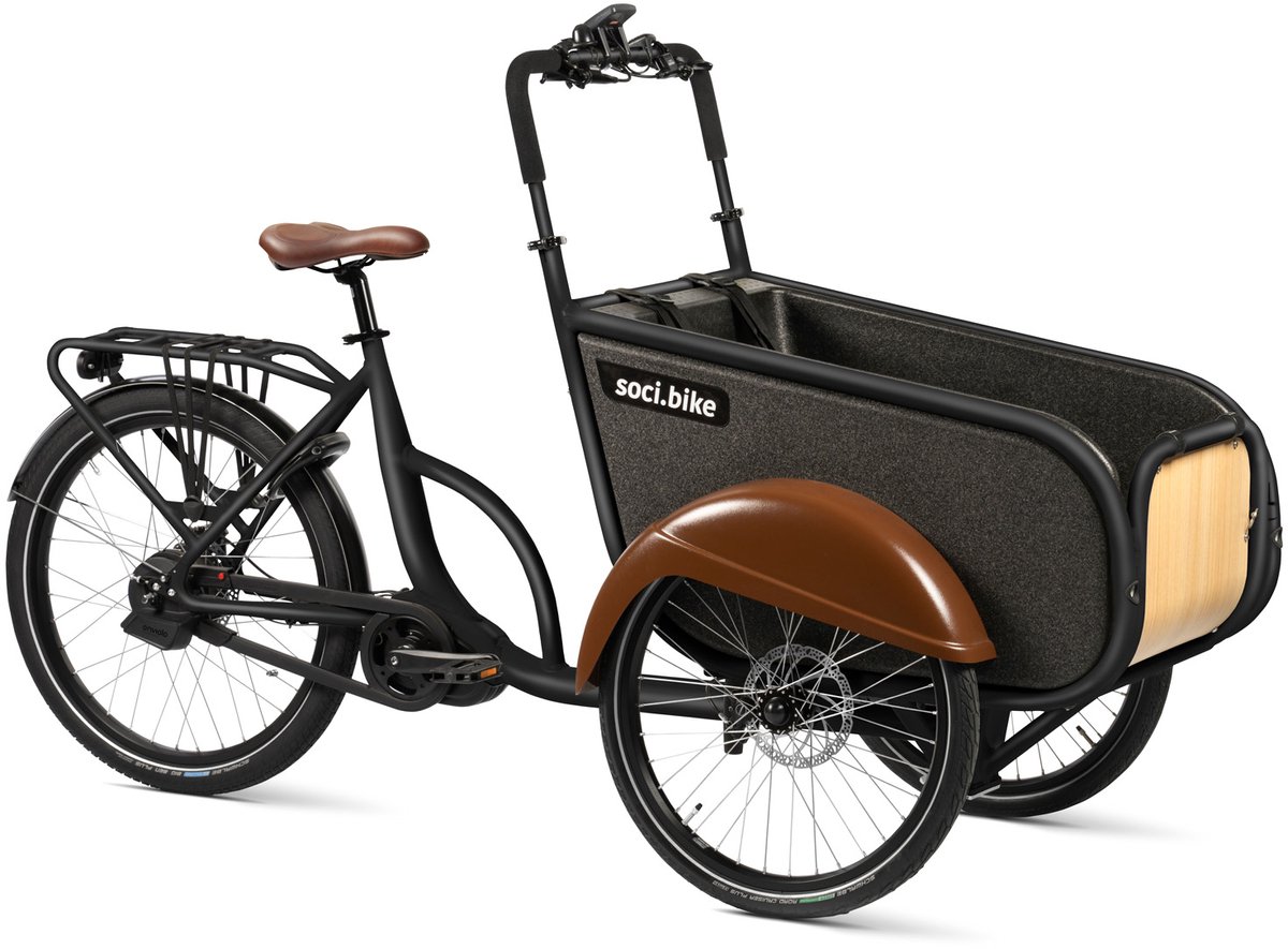 socibike compact elektrische bakfiets midmotor zwart