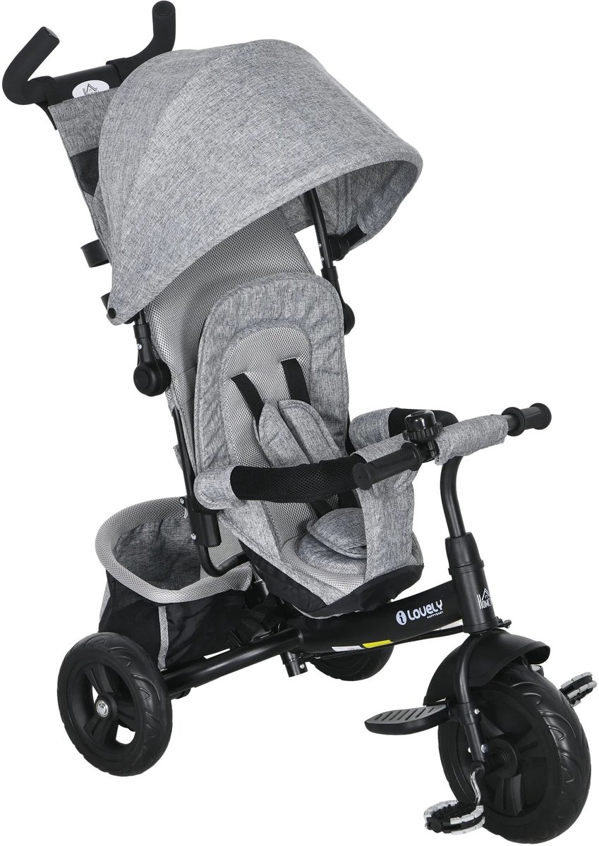 Stemily 6 -in- 1 Driewieler - Meegroeiend - Gordel - Stuurstang - Wielbescherming - Zonnekap - 3 tot 6 jaar - tot 25 KG Kinderfiets kopen online