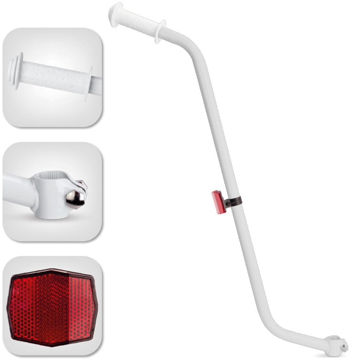 Sun Baby Duwstang voor kinderfiets - Grijs, met reflector, verstelbare fiets leerhulp accesoires fietsenleerhulp steunstang fietsstang Kinderfiets kopen online