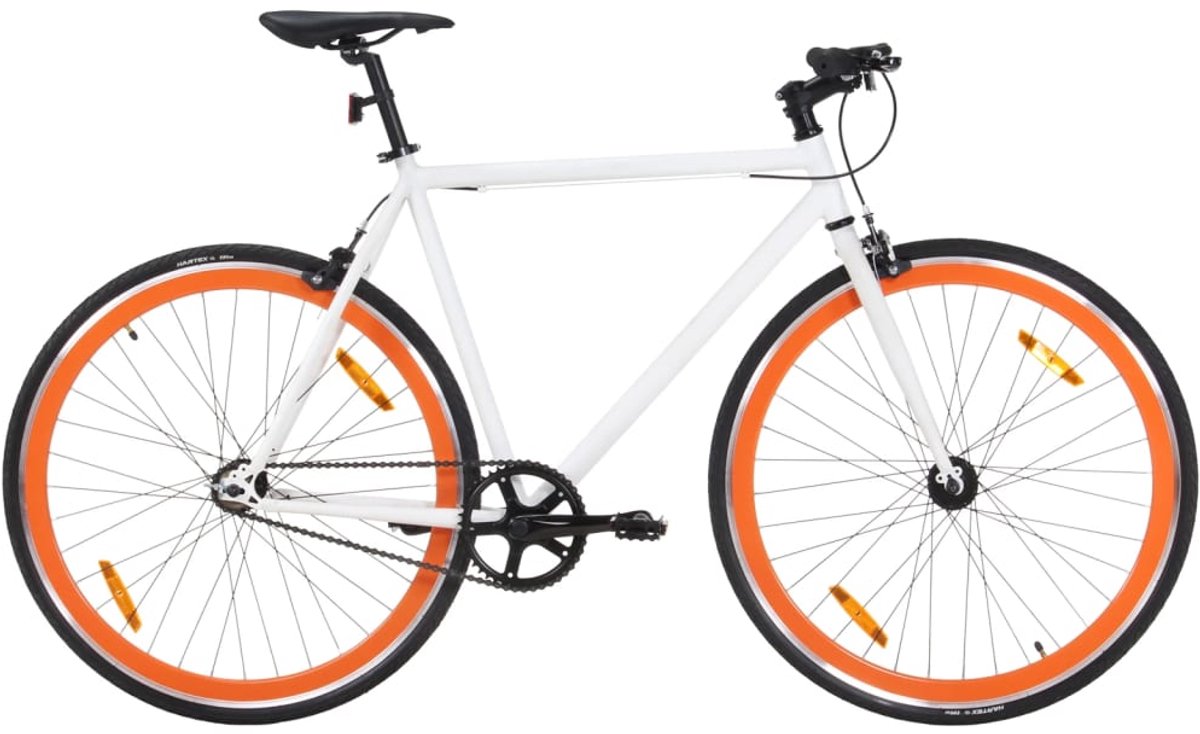 the living store fiets met vaste versnelling 700 c 51 cm wit en oranje fietsen damesfiets herenfiets stadsfiets single speed fiets