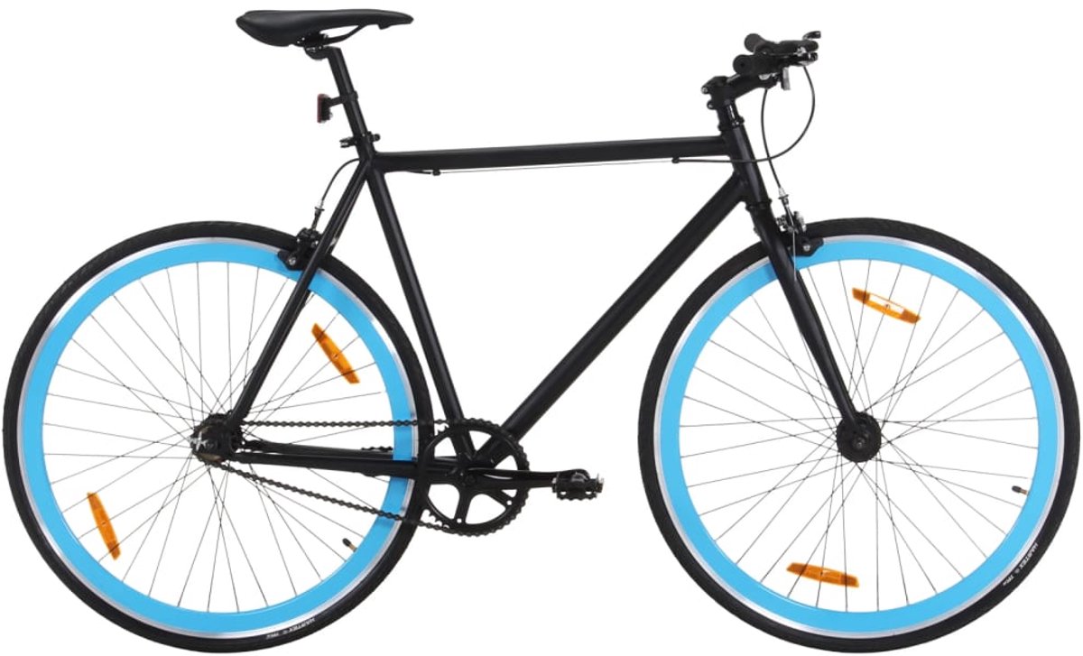 the living store fiets met vaste versnelling 700 c 55 cm zwart en blauw fietsen stadsfiets singlespeed aluminium frame zwarte fiets