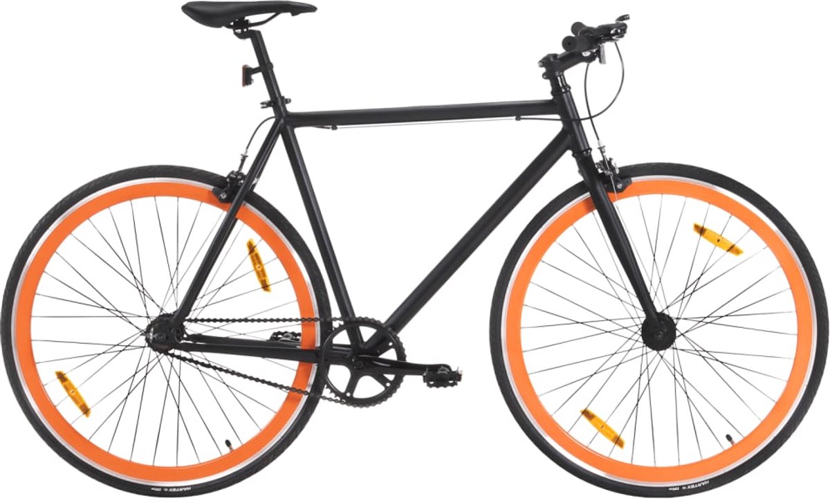 The Living Store Fiets met vaste versnelling 700 c 55 cm zwart en oranje - Fietsen - Single Speed Fiets - Stadsfiets - Aluminium Fiets - Damesfiets Fiets kopen online