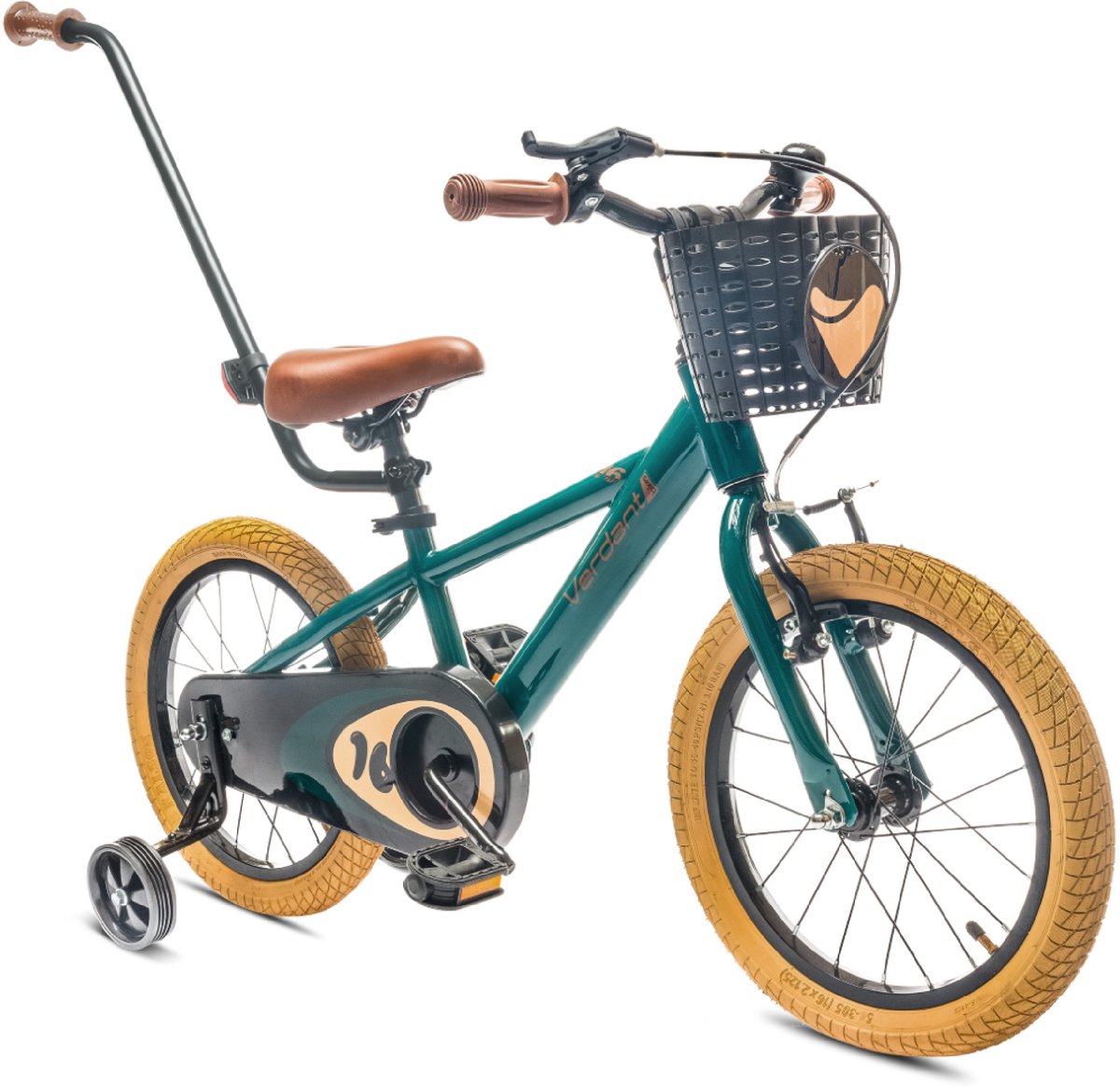Verdant Bike Kinderfiets voor jongens 14 inch Donkergroen, leeftijd 3 tot 5 jaar, met zijwieltjes, duwstang, handrem Kinderfiets kopen online