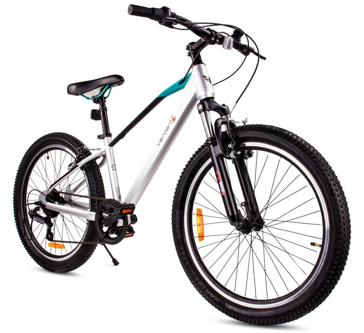 Verdant Bike Kinderfiets voor jongens 24 inch, te kiezen uit 7 versnellingen Shimano van 8 tot 12 jaar met schokdemper, V-Brake (Zilver) Kinderfiets kopen online