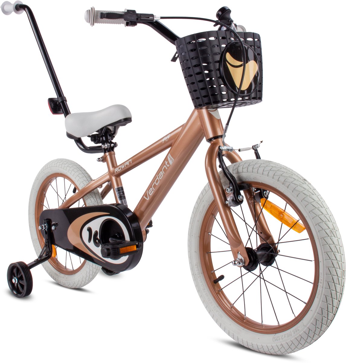 Verdant Bike Kinderfiets voor jongens van 4 tot 6 jaar, 16 inch Cappuccino, leeftijd 3 tot 6 jaar, met zijwieltjes, duwstang, handrem Kinderfiets kopen online