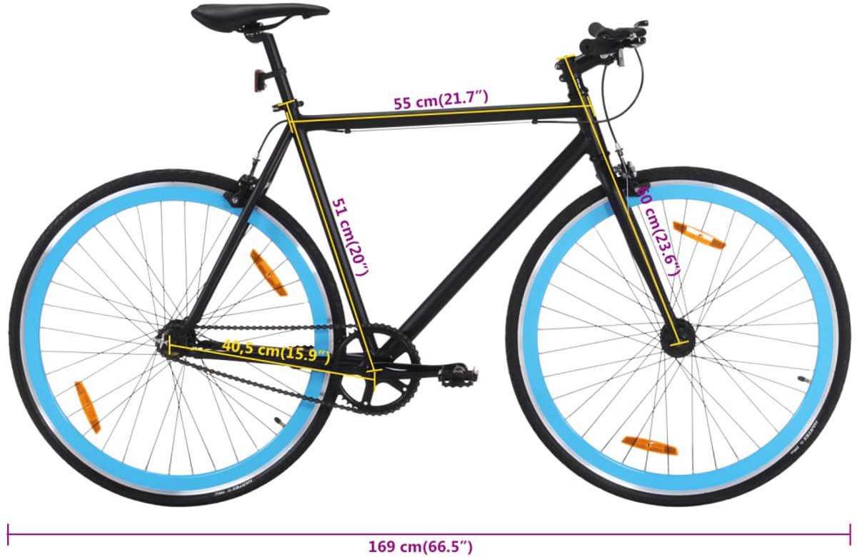 vidaxl fiets met vaste versnelling 700 c 51 cm zwart en blauw fixed gear fiets fixed gear fietssen fiets stadsfiets