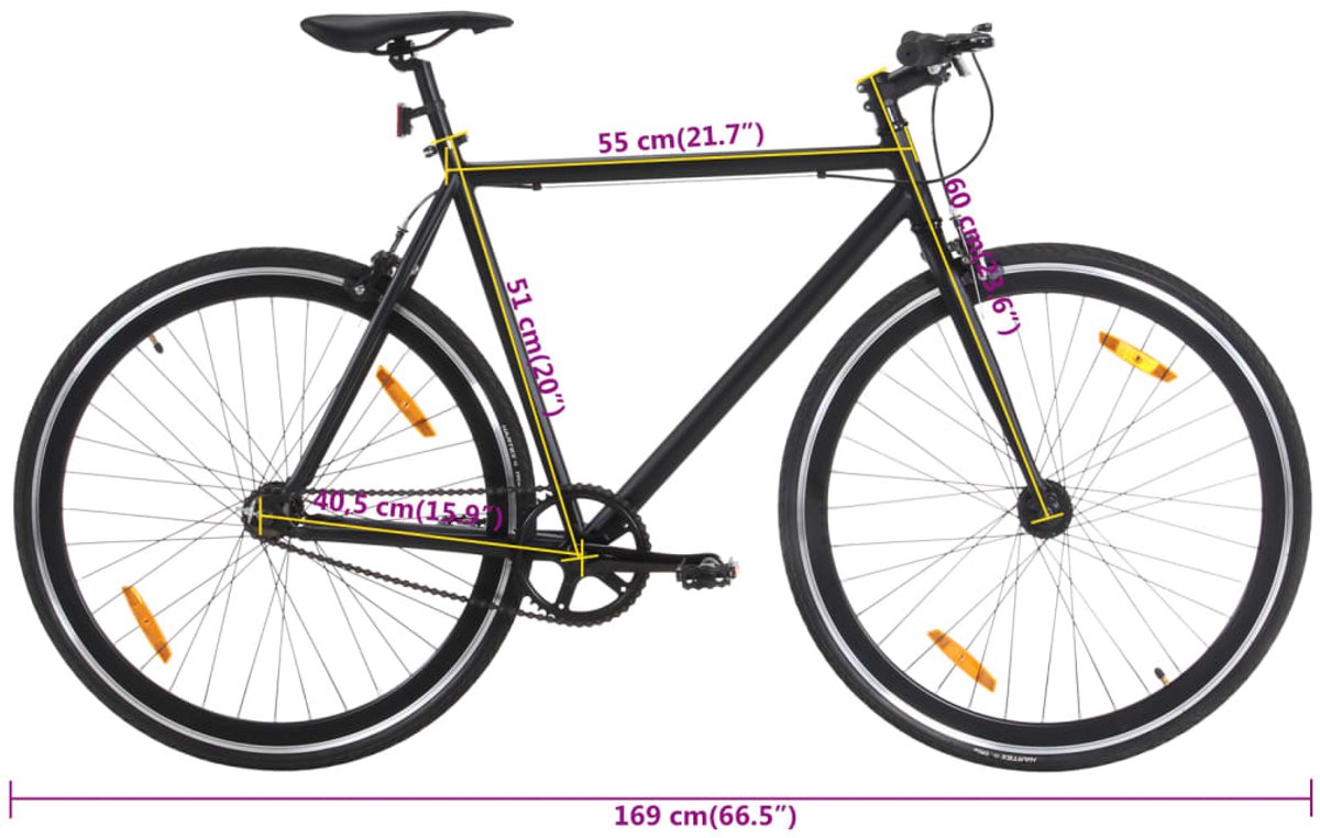 vidaxl fiets met vaste versnelling 700 c 51 cm zwart fixed gear fiets fixed gear fietssen fiets stadsfiets