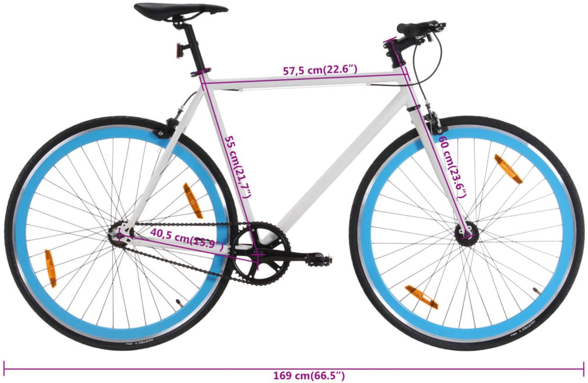 vidaxl fiets met vaste versnelling 700 c 55 cm wit en blauw fixed gear fiets fixed gear fietssen fiets stadsfiets