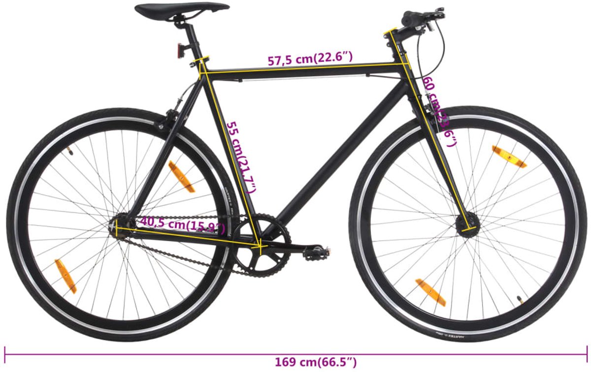 vidaxl fiets met vaste versnelling 700 c 55 cm zwart fixed gear fiets fixed gear fietssen fiets stadsfiets