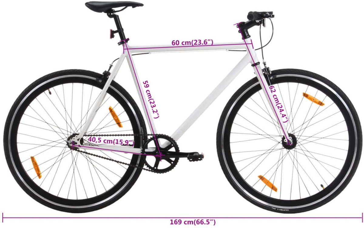 vidaxl fiets met vaste versnelling 700 c 59 cm wit en zwart fixed gear fiets fixed gear fietssen fiets stadsfiets