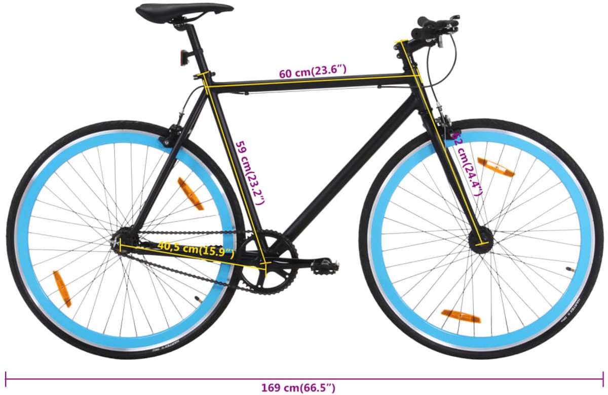 vidaxl fiets met vaste versnelling 700 c 59 cm zwart en blauw fixed gear fiets fixed gear fietssen fiets stadsfiets
