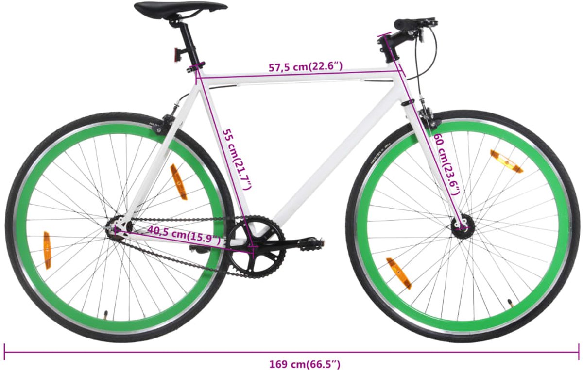 vidaxl fixed gear fiets fixed gear fietssen fiets stadsfiets fiets met vaste versnelling 700 c 55 cm wit en groen