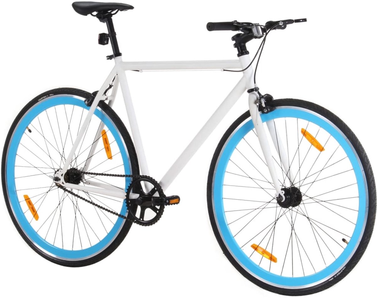vidaxl fixed gear fiets fixed gear fietssen fiets stadsfiets fiets met vaste versnelling 700 c 59 cm wit en blauw