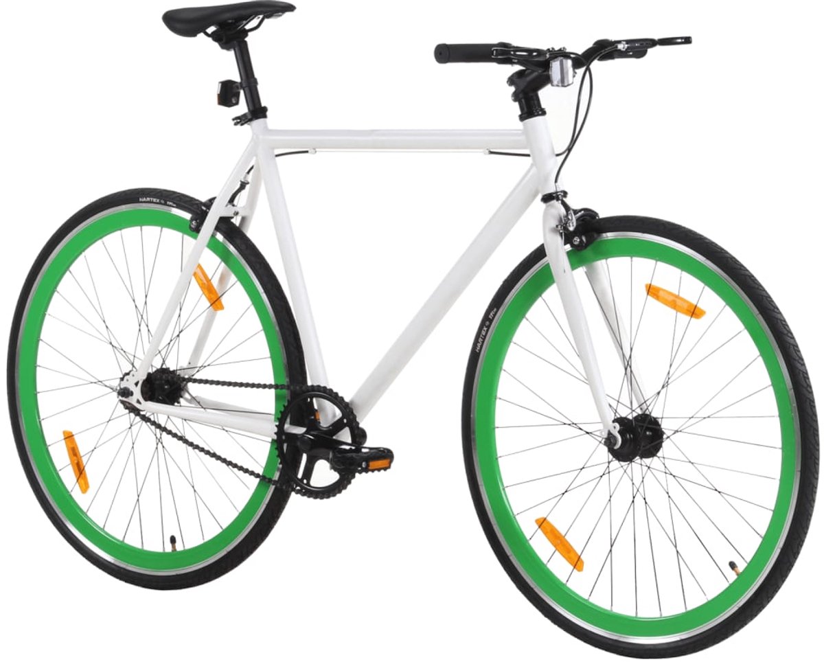 vidaxl fixed gear fiets fixed gear fietssen fiets stadsfiets fiets met vaste versnelling 700 c 59 cm wit en groen