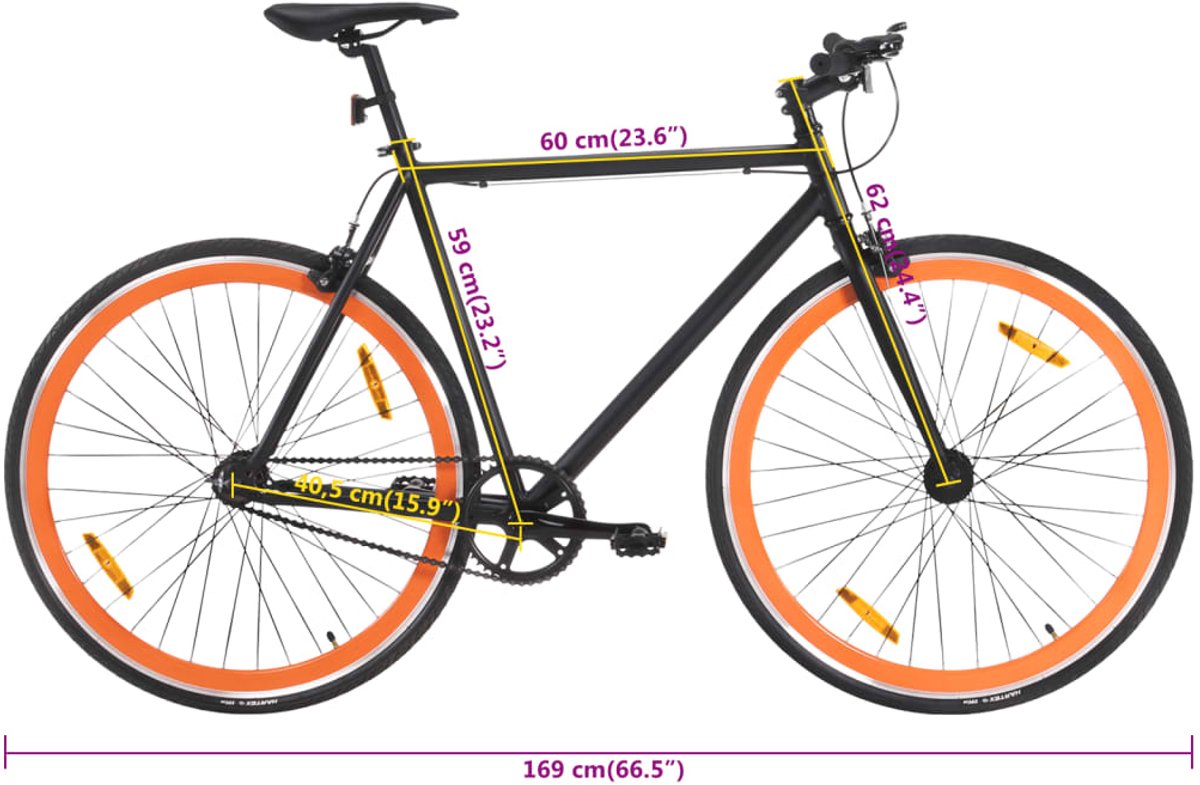 vidaxl fixed gear fiets fixed gear fietssen fiets stadsfiets fiets met vaste versnelling 700 c 59 cm zwart en oranje