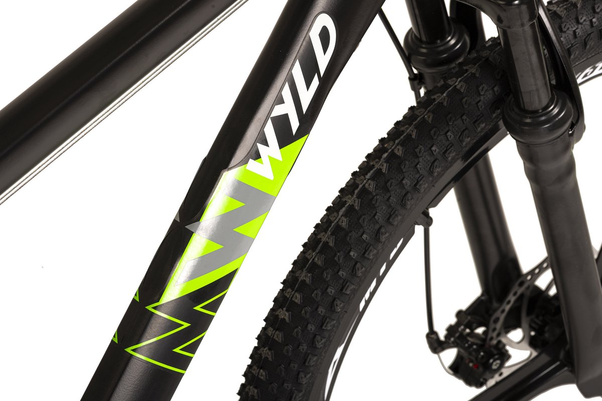 wyld fiets wyld mountainbike hardtail 29 scherp zwart 21 versnellingen zwart groen