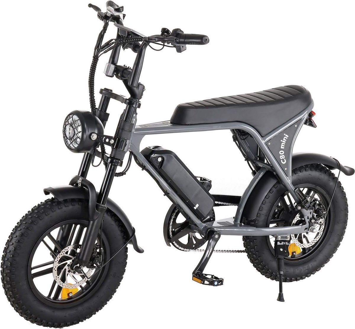 c80 mini fatbike grijs 250w elektrische fatbike