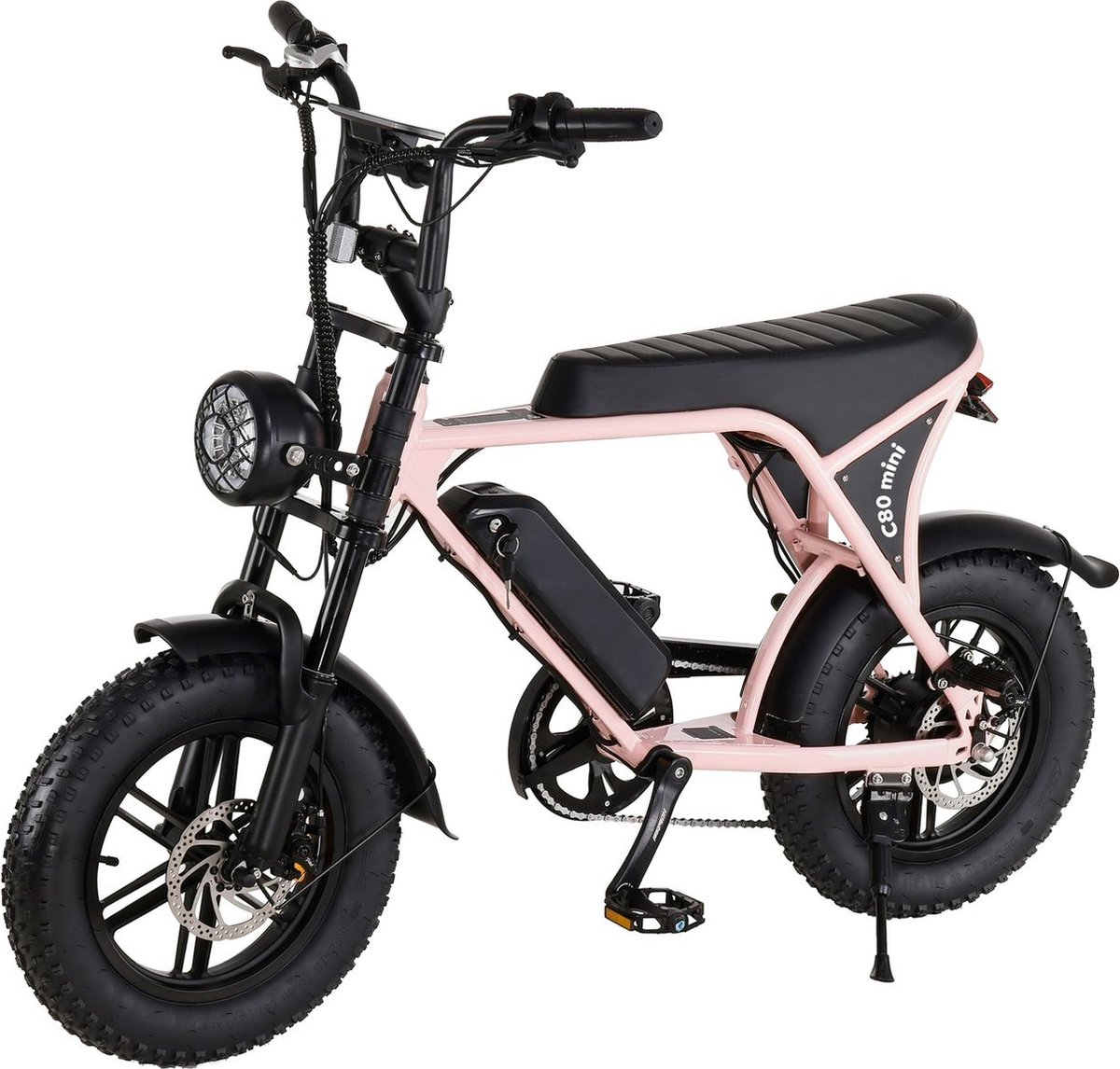 c80 mini fatbike roze 250w elektrische fatbike