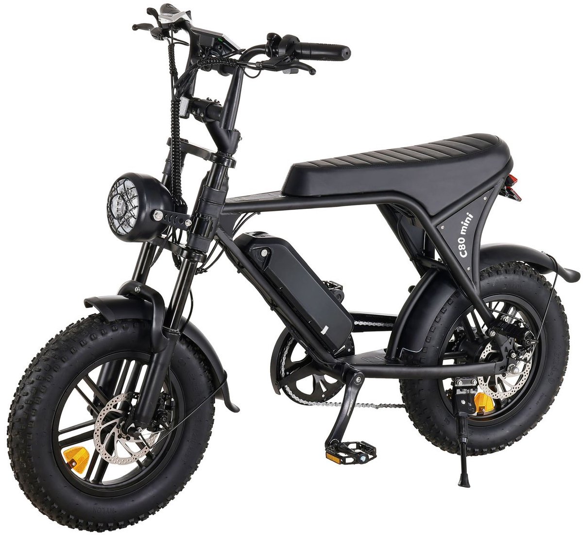 c80 mini fatbike zwart 250w elektrische fatbike