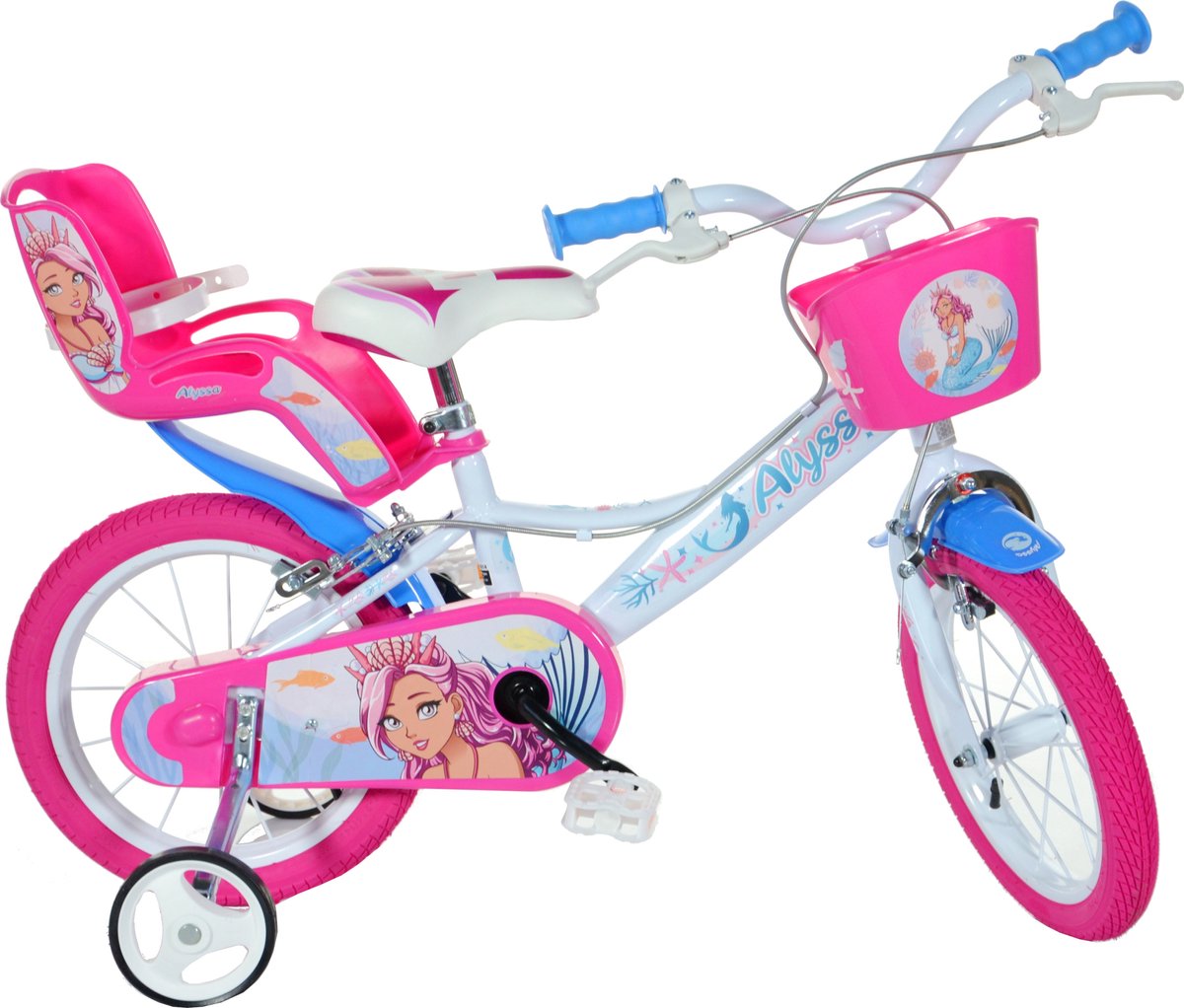 Dino Alyssa - Kinderfiets 16 Inch - van 4-6 Jaar - met Zijwieltjes - Meisjesfiets Wit Kinderfiets kopen online