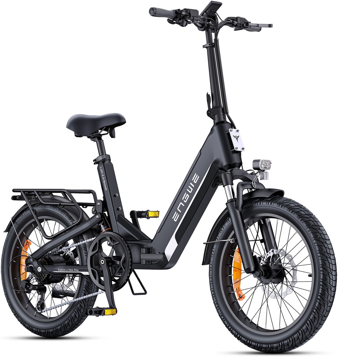 engwe l20 3 0 boost elektrische fiets actieradius 135km verwijderbare batterij 48v13 5ah motor 250w shimano 7 versnellingen hydraulische schijfremmen 20 inch commuter e bike fatbike zwart