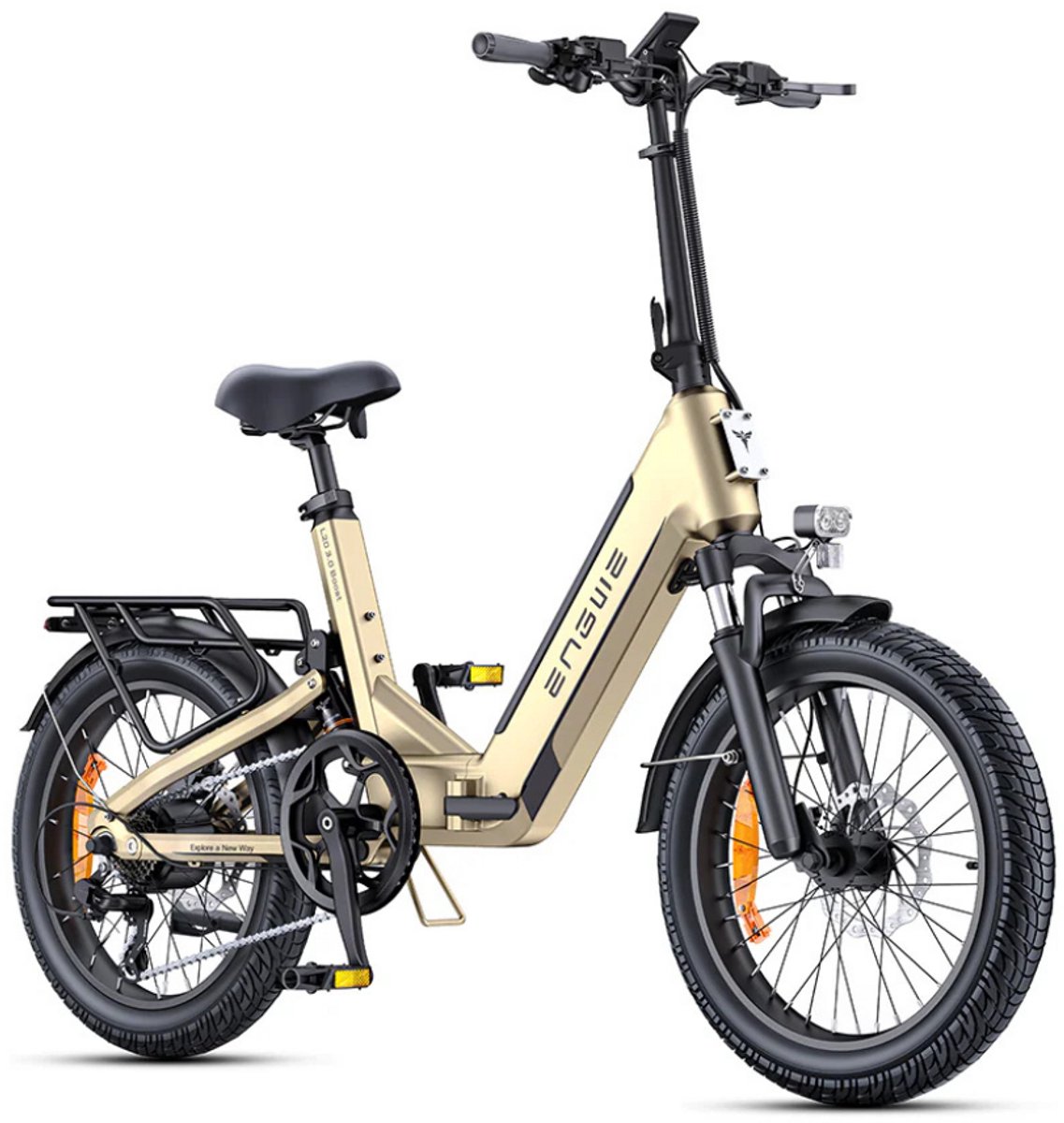 engwe l20 3 0 boost elektrische vouwfiets e bike 20 inch 250w motor 7 versnellingen 135 km actieradius hydraulische schijfremmen goud