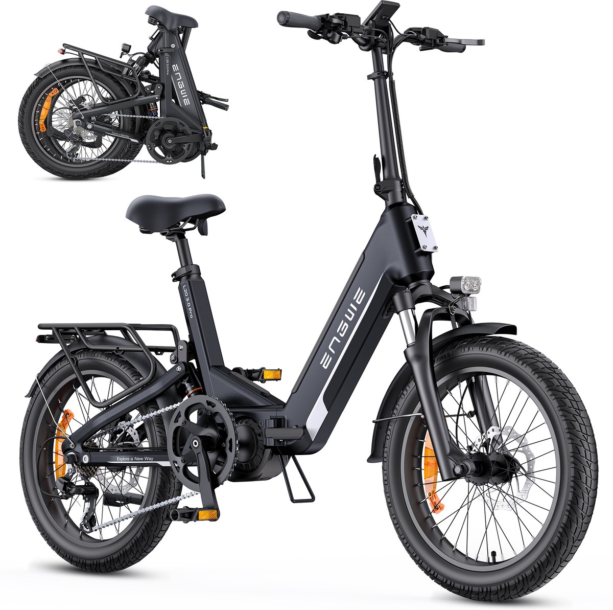 ENGWE L20 3.0 Pro Elektrische fiets - Actieradius 150km - Verwijderbare batterij 48V15Ah - Motor 250W - Shimano 7 versnellingen - Hydraulische schijfremmen - 20 Inch Commuter E-Bike - Fatbike - Zwart Fiets (elektrisch) kopen online