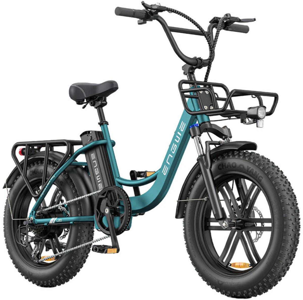 engwe l20 boost elektrische fatbike e bike 20 inch 250w motor 7 versnellingen 126 km actieradius mechanische schijfremmen groen