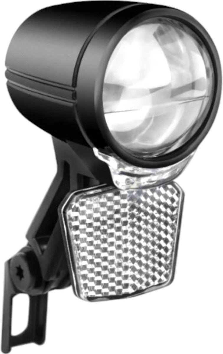 falkx e bike koplamp 50 lux waterproof 6v 48v zwart inclusief reflector