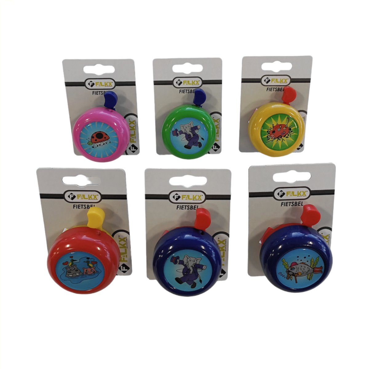 falkx kinderfietsbel staal prints diameter 54mm assorti kleur