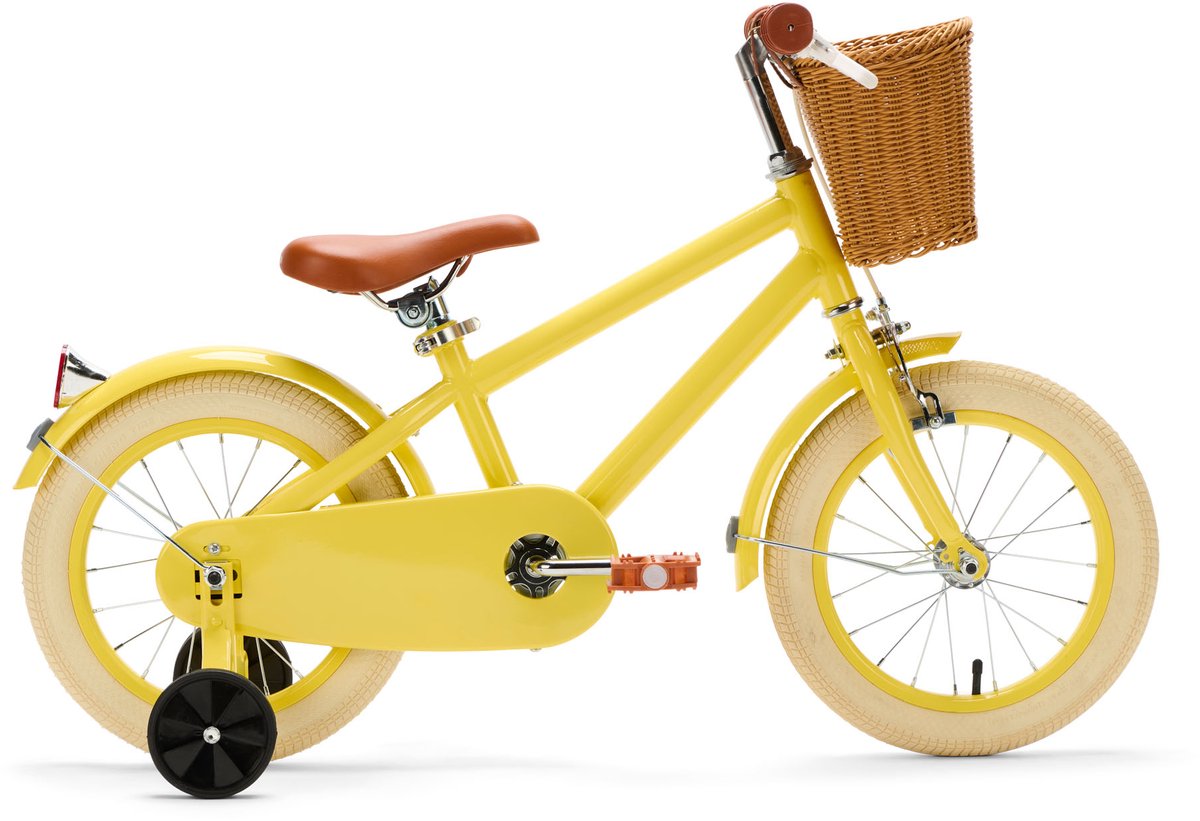 Generation Retro 14 inch Geel – Kinderfiets met Mandje Kinderfiets kopen online