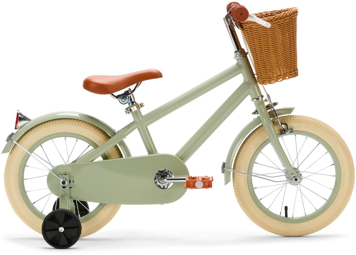 generation retro 14 inch groen kinderfiets met mandje