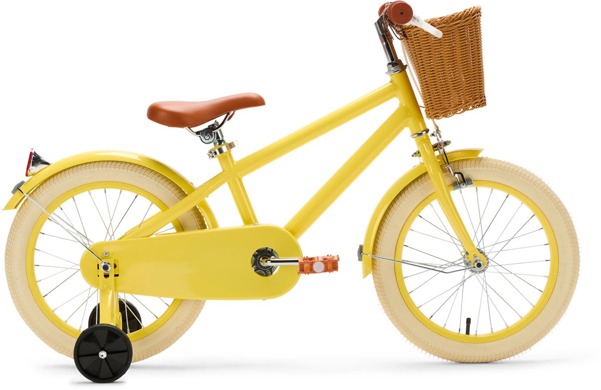 generation retro 16 inch geel kinderfiets met mandje