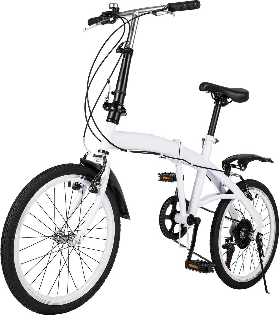 gran vida opvouwbare fiets 20 inch 6 versnellingen draagbaar en verstelbaar wit