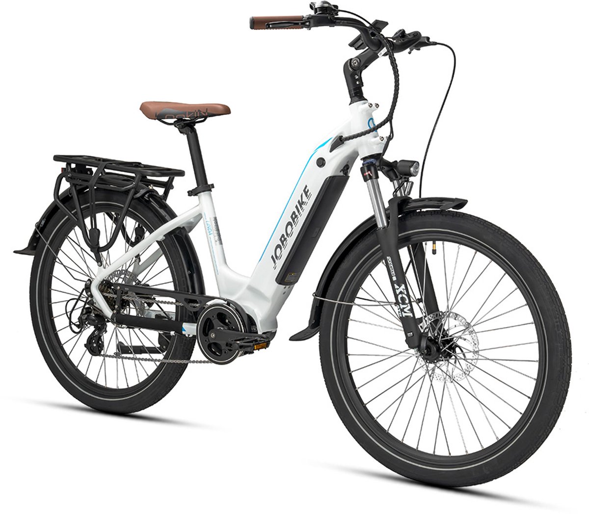 jobobike e bike linda white 26 inch step thru shimano 7 versnellingen 504wh accu