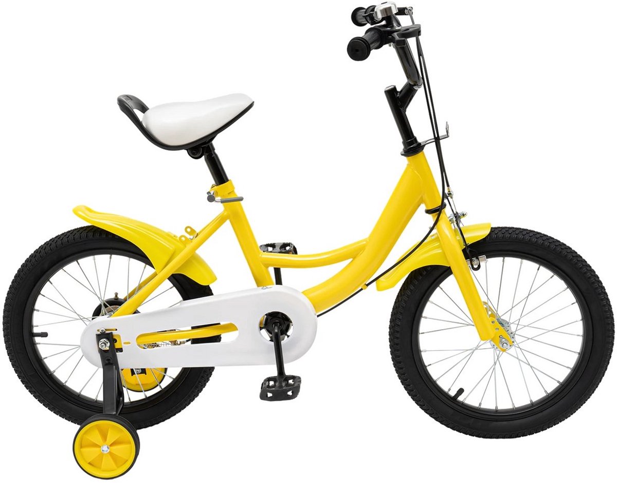 Kinderfiets - 16 Inch - Spelen - 5 tot 8 Jaar - Buiten - Geel / Wit Kinderfiets kopen online
