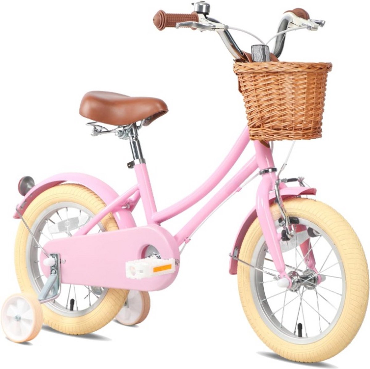 kinderfiets kinderfiets 12 inch meisjesfiets lichtgewicht met trainingswiel bel mandje voor kinderen zadelhoogte 47 55cm gelegeerd staal 78 x 46 5 x 19 5 cm roze